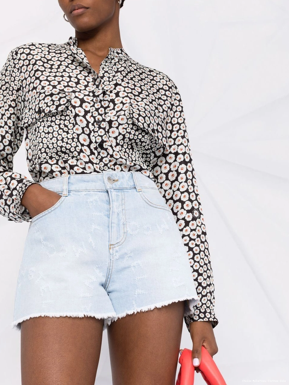 Cheap Women Stella Stella Logo McCartney denim shorts 0729